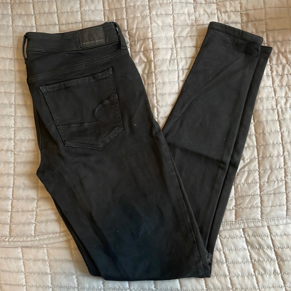 American Eagle ripped black jeans, 8 x-long